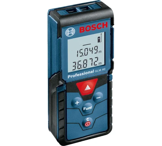 Дальномер лазерный с 2 батарейками (AAA) и комплектом принадлежностей BOSCH GLM 40 PROFESSIONAL (0601072900) Дальномеры