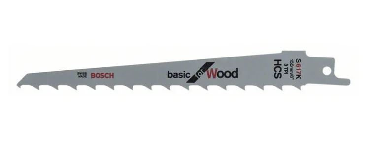 Полотно пильное сабельное для сабельных пил BOSCH S 617 K BASIC FOR WOOD 2 608 650 677 Сабельные пилы