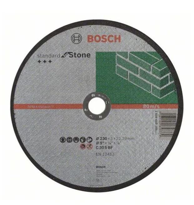 Диск отрезной для больших УШМ со стопорной гайкой BOSCH STANDARD FOR STONE 2 608 603 180 Горелки газовые