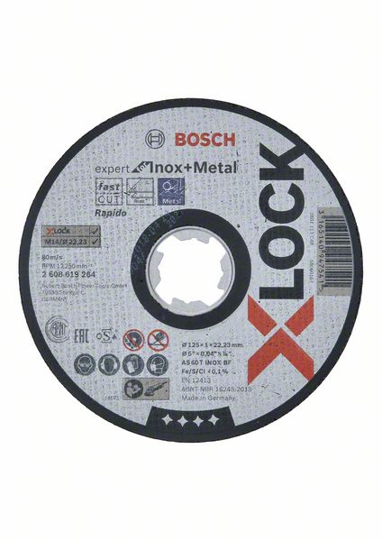 Диск отрезной для малых угловых шлифовальных машин BOSCH X-LOCK EXPERT FOR INOX AND METAL 2 608 619 264 Паркетно-шлифовальные машины