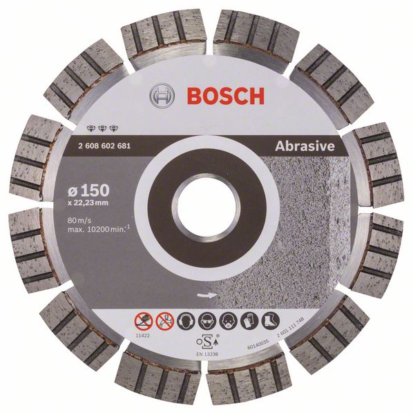 Диск алмазный отрезной для больших УШМ со стопорной гайкой BOSCH BEST FOR ABRASIVE 2 608 602 681 Дрели алмазного бурения