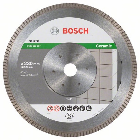 Диск алмазный отрезной для малых УШМ BOSCH BEST FOR CERAMIC EXTRA CLEAN TURBO 2 608 603 597 Дрели алмазного бурения