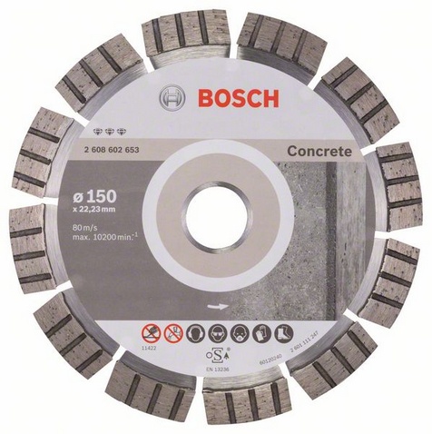 Диск алмазный отрезной для больших УШМ со стопорной гайкой BOSCH BEST FOR CONCRETE 2 608 602 653 Дрели алмазного бурения