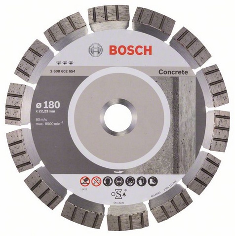 Диск алмазный отрезной для больших УШМ со стопорной гайкой BOSCH BEST FOR CONCRETE 2 608 602 654 Дрели алмазного бурения