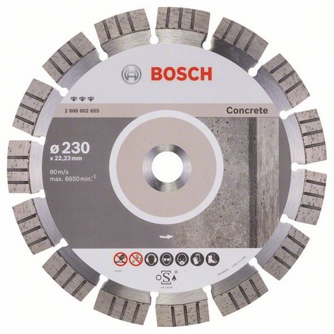 Диск алмазный отрезной для больших УШМ со стопорной гайкой BOSCH BEST FOR CONCRETE 2 608 602 655 Дрели алмазного бурения