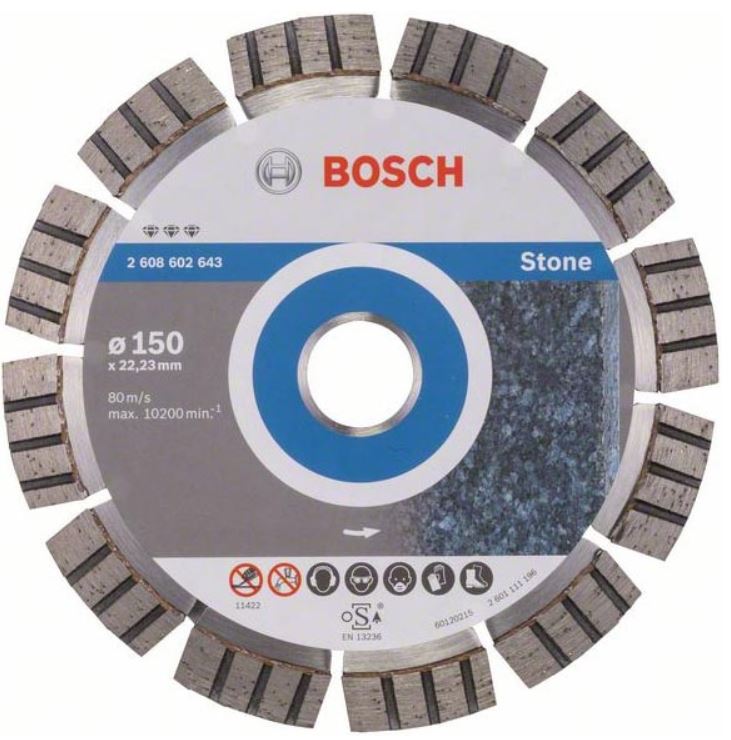 Диск алмазный отрезной для больших УШМ со стопорной гайкой BOSCH BEST FOR STONE 2 608 602 643 Дрели алмазного бурения