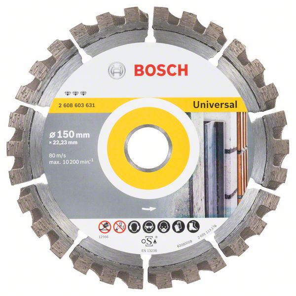 Диск алмазный отрезной для больших УШМ со стопорной гайкой BOSCH BEST FOR UNIVERSAL 2 608 603 631 Дрели алмазного бурения