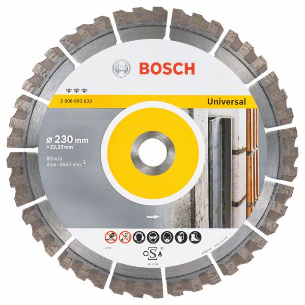 Диск алмазный отрезной для больших УШМ со стопорной гайкой BOSCH BEST FOR UNIVERSAL 2 608 603 633 Дрели алмазного бурения