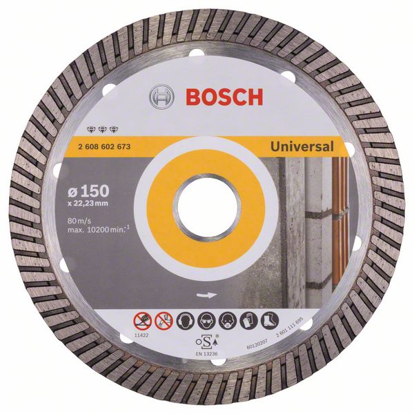 Диск алмазный отрезной для больших УШМ со стопорной гайкой BOSCH BEST FOR UNIVERSAL TURBO 2 608 602 673 Дрели алмазного бурения