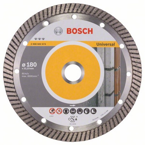 Диск алмазный отрезной для больших УШМ со стопорной гайкой BOSCH BEST FOR UNIVERSAL TURBO 2 608 602 674 Дрели алмазного бурения