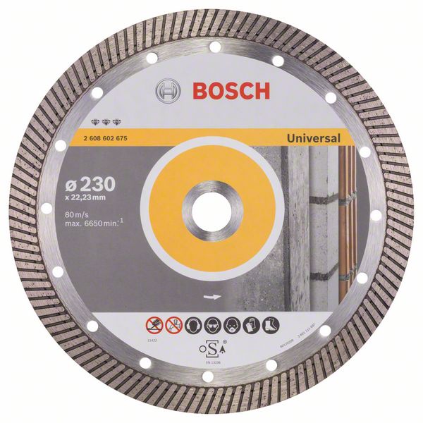 Диск алмазный отрезной для больших УШМ со стопорной гайкой BOSCH BEST FOR UNIVERSAL TURBO 2 608 602 675 Дрели алмазного бурения