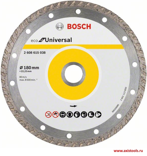 Диск алмазный отрезной для больших УШМ со стопорной гайкой BOSCH ECO FOR UNIVERSAL 2 608 615 038 Дрели алмазного бурения