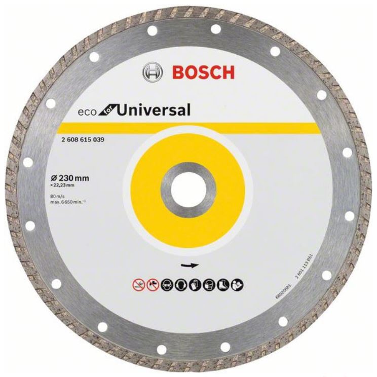 Диск алмазный отрезной для больших УШМ со стопорной гайкой BOSCH ECO FOR UNIVERSAL 2 608 615 039 Дрели алмазного бурения