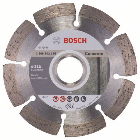 Диск алмазный отрезной для малых УШМ BOSCH STANDARD FOR CONCRETE 2 608 602 196 Дрели алмазного бурения