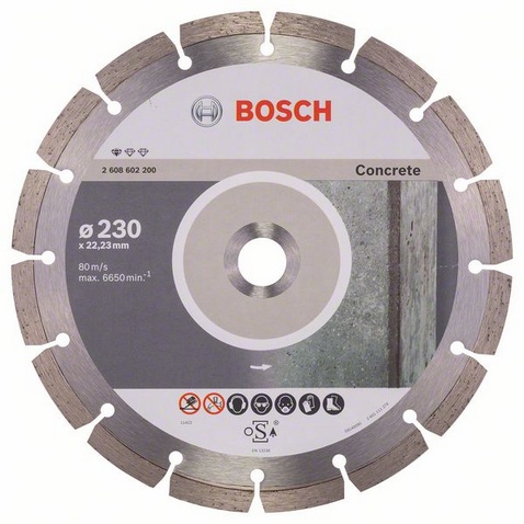 Диск алмазный отрезной для больших УШМ со стопорной гайкой BOSCH STANDARD FOR CONCRETE 2 608 602 200 Дрели алмазного бурения