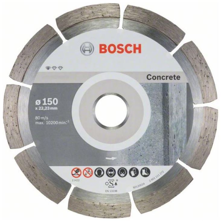 Диск алмазный отрезной для больших УШМ со стопорной гайкой BOSCH STANDARD FOR CONCRETE 2 608 603 241 Дрели алмазного бурения