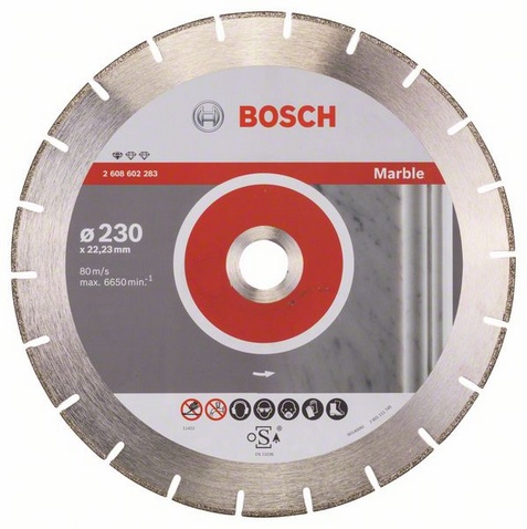 Диск алмазный отрезной для больших УШМ со стопорной гайкой BOSCH STANDARD FOR MARBLE 2 608 602 283 Дрели алмазного бурения