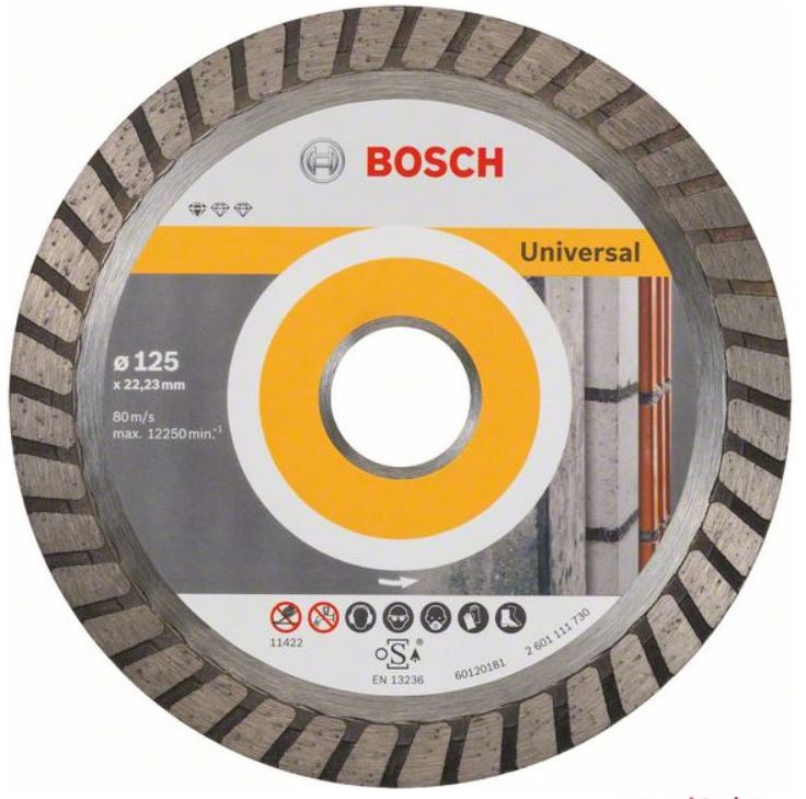 Диск алмазный отрезной для циркулярных пил и бенорезов BOSCH STANDARD FOR UNIVERSAL TURBO 2 608 602 394 Дрели алмазного бурения