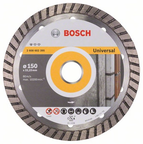 Диск алмазный отрезной для больших УШМ со стопорной гайкой BOSCH STANDARD FOR UNIVERSAL TURBO 2 608 602 395 Дрели алмазного бурения