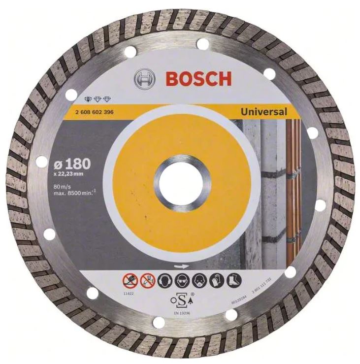 Диск алмазный отрезной для больших УШМ со стопорной гайкой BOSCH STANDARD FOR UNIVERSAL TURBO 2 608 602 396 Дрели алмазного бурения