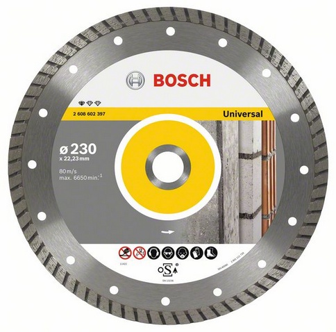 Диск алмазный отрезной для больших УШМ со стопорной гайкой BOSCH STANDARD FOR UNIVERSAL TURBO 2 608 602 397 Дрели алмазного бурения