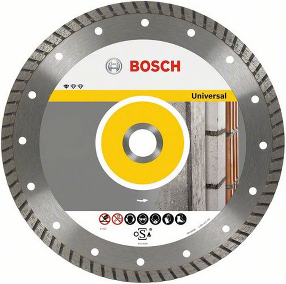 Диск алмазный отрезной для больших УШМ со стопорной гайкой BOSCH STANDARD FOR UNIVERSAL TURBO 2 608 602 696 Дрели алмазного бурения