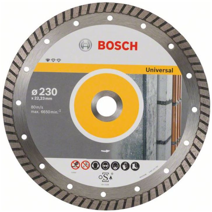 Диск алмазный отрезной для больших УШМ со стопорной гайкой BOSCH STANDARD FOR UNIVERSAL TURBO 2 608 603 252 Дрели алмазного бурения