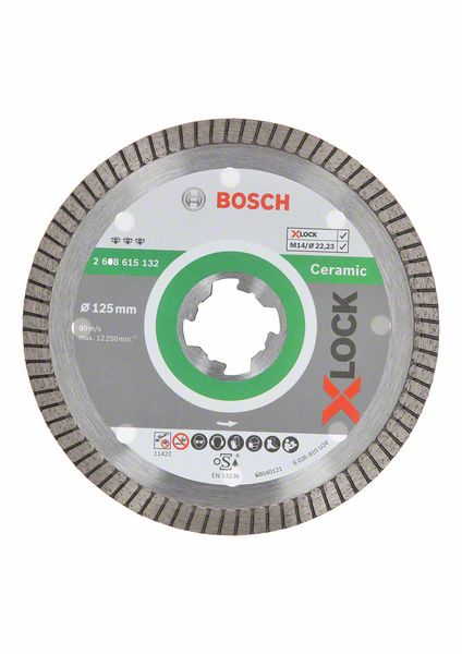 Диск алмазный отрезной для малых УШМ BOSCH X-LOCK BEST FOR CERAMIC EXTRA CLEAN TURBO 2 608 615 132 Дрели алмазного бурения