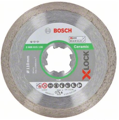 Диск алмазный отрезной для малых УШМ BOSCH X-LOCK STANDARD FOR CERAMIC 2 608 615 136 Дрели алмазного бурения