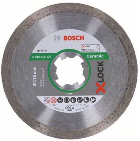 Диск алмазный отрезной для малых УШМ BOSCH X-LOCK STANDARD FOR CERAMIC 2 608 615 137 Дрели алмазного бурения