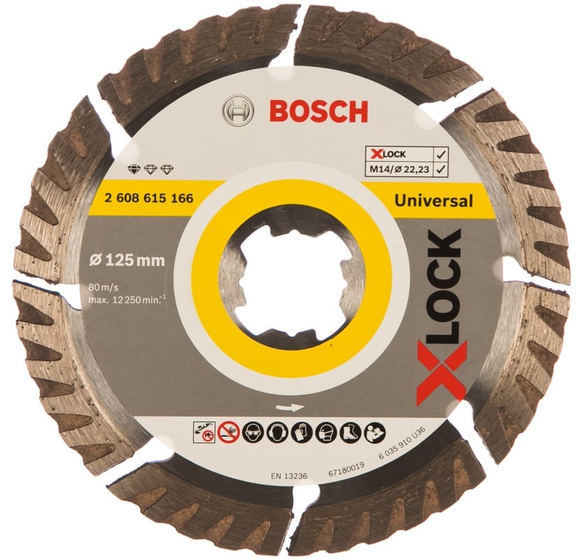 Диск алмазный отрезной для малых УШМ BOSCH X-LOCK STANDARD FOR UNIVERSAL 2 608 615 166 Дрели алмазного бурения